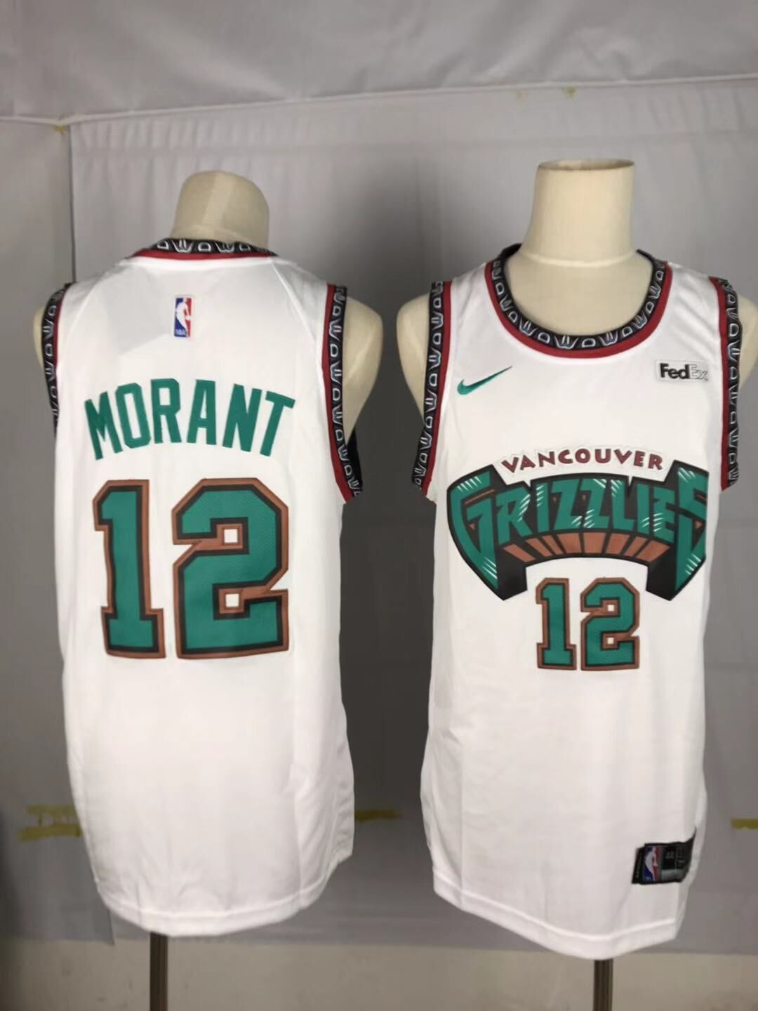 Men Memphis Grizzlies #12 Morant White Throwback Nike NBA Jerseys->memphis grizzlies->NBA Jersey